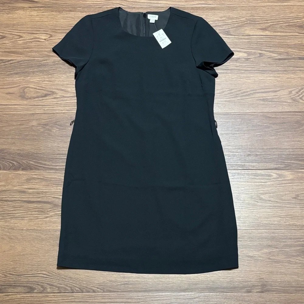J.Crew Black Sheath Dress Size 12 Short Sleeve Career Classic + Belt